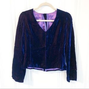 Vintage Blue Purple Velvet LS Blouse